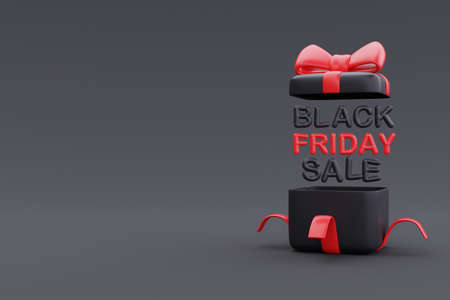 Black Friday Super Sale with shopping bag, Christmas and Happy New Year promotion, 3d rendering.