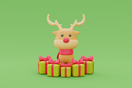 Christmas tree made of christmas ornament. Merry Christmas and Happy New Year. 3d rendering.の写真素材