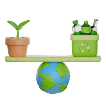 3d World globe with plant and recycling bin. save the planet and energy, Eco friendly, cartoon style, 3d rendering.の写真素材