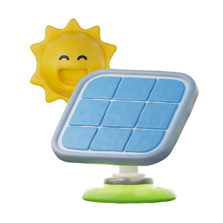 3D solar, Environmental Alternative Energy, Clean Energy, cartoon style, 3d rendering.