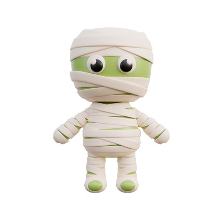 3d Halloween cute mummy zombie cartoon character, trick or treat party, october holiday, 3d rendering.の写真素材