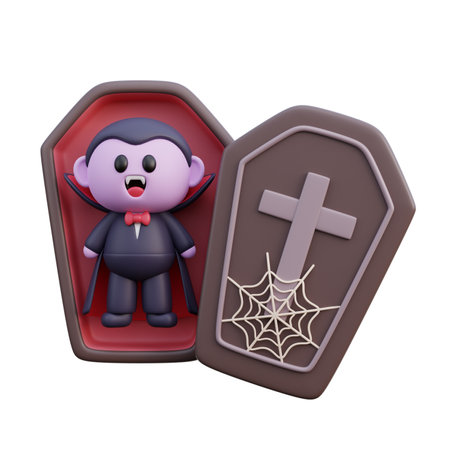 3d Halloween cute vampire dracula cartoon character, trick or treat party, october holiday, 3d rendering.の写真素材