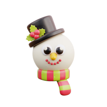 3D Cute snowman, Merry Christmas and Happy New Year, 3d rendering.