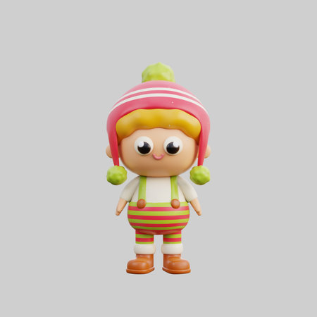 3D Christmas Little Boy, Merry Christmas and happy new year, 3d rendering