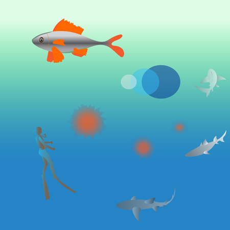 water world, a very large expanse of sea, vector illustrationのイラスト素材