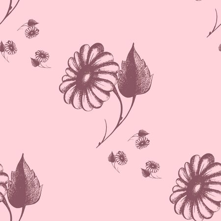 daisy flower, a repeated decorative design,  pattern, daisies, vector illustrationのイラスト素材