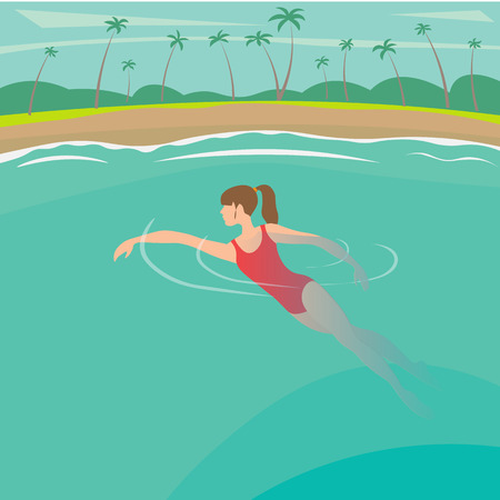 family vacation on the sunny coast of exotic countries, vector illustrationのイラスト素材