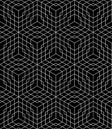 Vector modern seamless grid pattern, black and white textile print, stylish background, abstract texture, monochrome fashion design geometry, bed sheets or pillow patternのイラスト素材