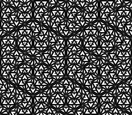 Vector modern seamless pattern sacred geometry, black and white textile print, stylish background, abstract texture, monochrome fashion design, bed sheets or pillow patternのイラスト素材