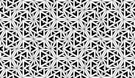 Vector modern seamless pattern sacred geometry, black and white textile print, stylish background, abstract texture, monochrome fashion design, bed sheets or pillow patternのイラスト素材