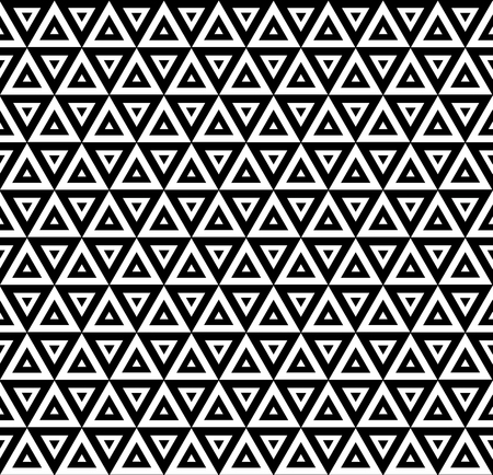 Vector modern seamless pattern triangles, black and white textile print, stylish background, abstract texture, monochrome fashion design, bed sheets or pillow patternのイラスト素材