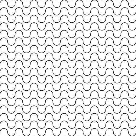 Vector modern seamless geometry pattern waved line, black and white abstract geometric background, wallpaper print, monochrome retro texture, hipster fashion designのイラスト素材