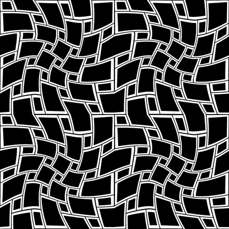 Vector modern seamless geometry pattern twisted, black and white abstract geometric background, wallpaper print, monochrome retro texture, hipster fashion designのイラスト素材