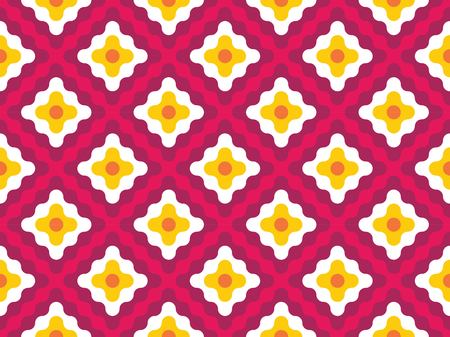 Vector modern seamless colorful geometry pattern flowers, color magenta abstract geometric background, wallpaper print, retro texture, hipster fashion designのイラスト素材