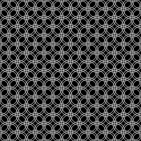 Vector modern seamless geometry pattern circles connected, black and white abstract geometric background, wallpaper print, monochrome retro texture, hipster fashion designのイラスト素材