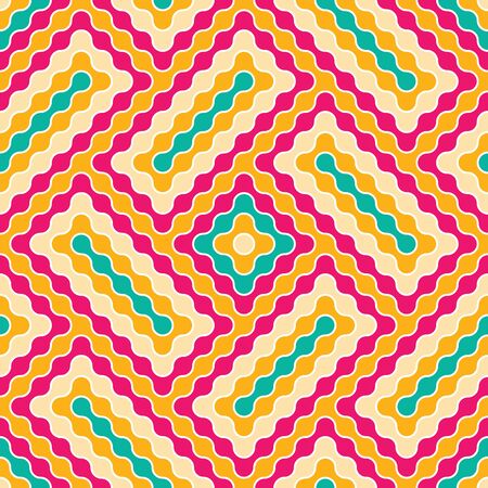 Vector modern seamless colorful geometry pattern wavy, vivid color abstract geometric background, wallpaper print, retro texture, hipster fashion designのイラスト素材