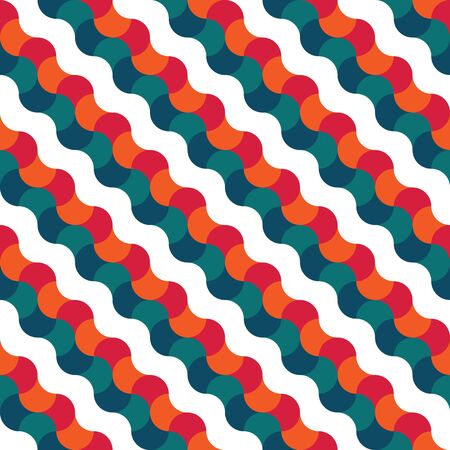 Vector modern seamless colorful geometry pattern wavy, color orange blue abstract geometric...