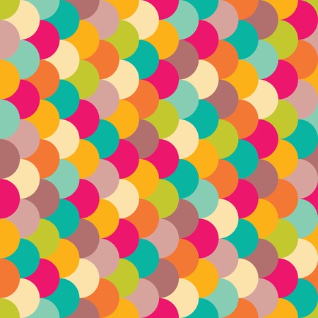 Vector modern seamless colorful geometry pattern overlapping circles, color abstract geometric background, trendy multicolored print, retro texture, hipster fashion designのイラスト素材