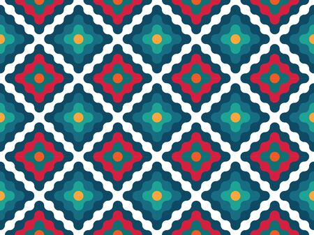 Vector modern seamless colorful geometry pattern flowers, color blue red abstract geometric background, wallpaper print, retro texture, hipster fashion designのイラスト素材