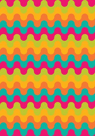Vector modern seamless colorful geometry pattern, waved lines, color abstract geometric background, trendy multicolored print, retro texture, hipster fashion designのイラスト素材