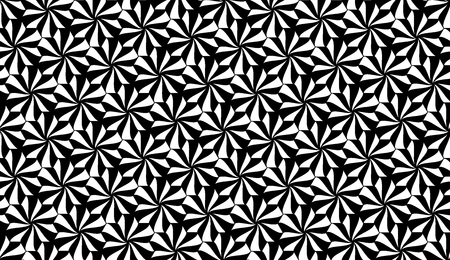 Vector modern seamless geometry pattern flowers, black and white abstract geometric background, trendy print, monochrome retro texture, hipster fashion designのイラスト素材