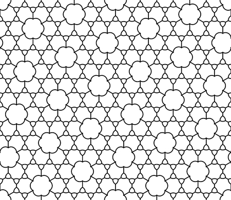 Vector modern seamless geometry pattern flowers, black and white abstract geometric background, trendy print, monochrome retro texture, hipster fashion designのイラスト素材
