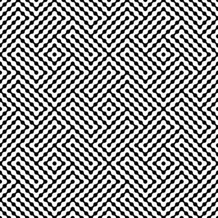 Vector modern seamless geometry pattern labyrinth, black and white abstract geometric background, wallpaper print, monochrome retro texture, hipster fashion designのイラスト素材
