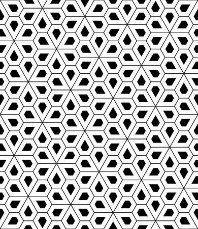 Vector modern seamless sacred geometry pattern pentagon, black and white abstract geometric background, trendy print, monochrome retro texture, hipster fashion designのイラスト素材