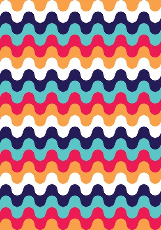 Vector modern seamless colorful geometry pattern, waved lines, color abstract geometric background, trendy multicolored print, retro texture, hipster fashion designのイラスト素材