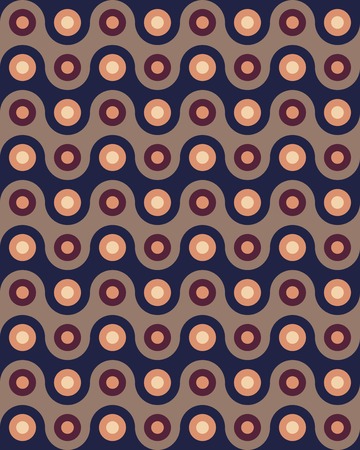 Vector modern seamless colorful geometry pattern overlapping circles, color blue beige abstract geometric background, trendy multicolored print, retro texture, hipster fashion designのイラスト素材