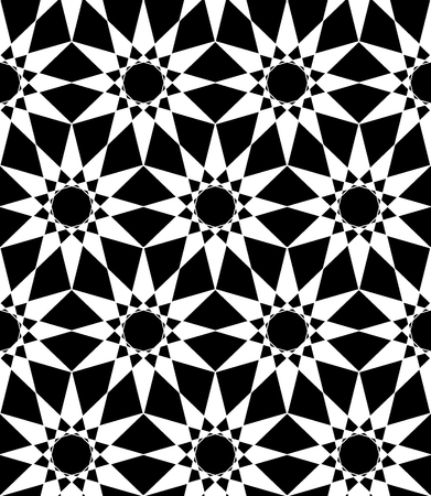 Vector modern seamless sacred geometry pattern polygon, black and white abstract geometric background, trendy print, monochrome retro texture, hipster fashion designのイラスト素材