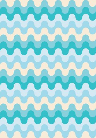 Vector modern seamless colorful geometry pattern, waved lines, color monochrome blue abstract geometric background, trendy multicolored print, retro texture, hipster fashion designのイラスト素材