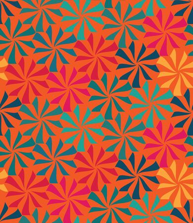 Vector modern seamless colorful geometry pattern, flowers, color abstract geometric background, trendy multicolored print, retro texture, hipster fashion designのイラスト素材