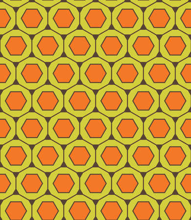 Vector modern seamless colorful geometry pattern, hexagon, color green orange, abstract geometric...