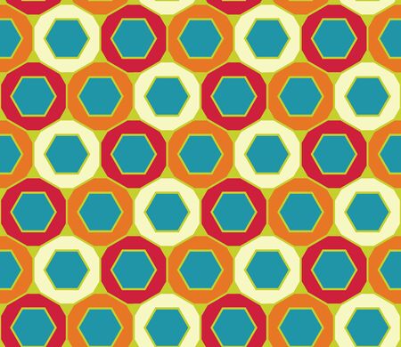 Vector modern seamless colorful geometry pattern, hexagon, color  abstract geometric background, trendy multicolored print, retro texture, hipster fashion designのイラスト素材