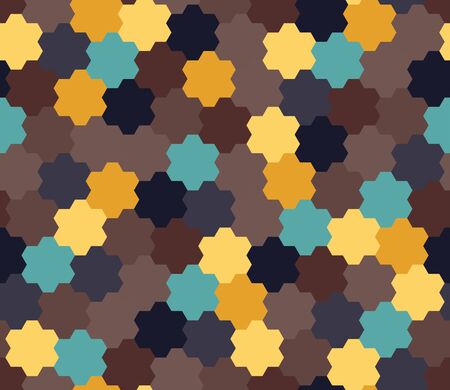 Vector modern seamless colorful geometry pattern, flowers, color brown abstract geometric background, trendy multicolored print, retro texture, hipster fashion designのイラスト素材