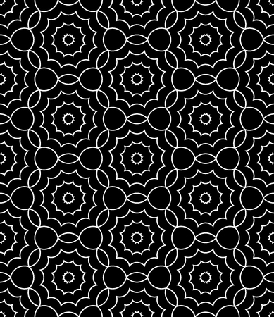 Vector modern  seamless  sacred geometry pattern floral, black and white abstract geometric background, trendy print, monochrome retro texture, hipster fashion designのイラスト素材