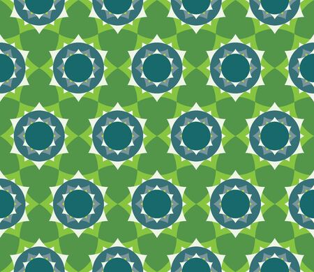 Vector modern seamless colorful geometry petal flower mandala pattern, color green abstract geometric background, trendy multicolored print, retro texture, hipster fashion designのイラスト素材