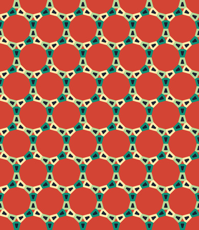 Vector modern seamless colorful geometry circle pattern, color red abstract geometric background, trendy multicolored print, retro texture, hipster fashion designのイラスト素材