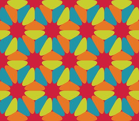 Vector modern seamless colorful geometry flower pattern, color abstract geometric background, trendy multicolored print, retro texture, hipster fashion designのイラスト素材