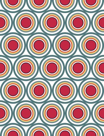 Vector modern seamless colorful geometry circles pattern, color abstract geometric background, trendy multicolored print, retro texture, hipster fashion designのイラスト素材