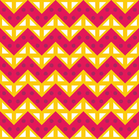 Vector modern seamless colorful geometry chevron lines pattern, color purple yellow, abstract geometric background, trendy multicolored print, retro texture, hipster fashion designのイラスト素材
