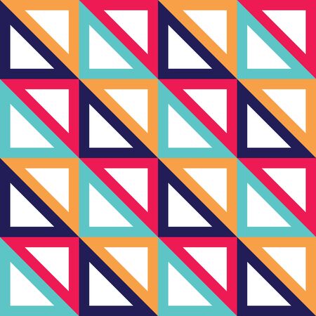 Vector modern seamless colorful geometry triangle pattern, color  abstract geometric background, trendy multicolored print, retro texture, hipster fashion designのイラスト素材