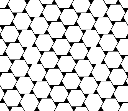 Vector modern seamless geometry pattern hexagon, black and white abstract geometric background, trendy print, monochrome retro texture, hipster fashion designのイラスト素材