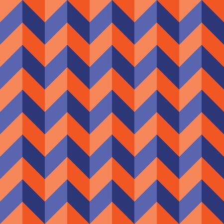 Vector modern seamless colorful geometry chevron lines pattern, color blue orange abstract geometric background, trendy multicolored print, retro texture, hipster fashion designのイラスト素材
