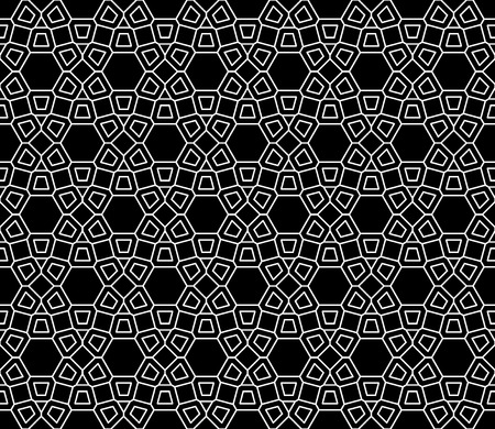 modern seamless sacred geometry pattern hexagon, black and white abstract geometric background, trendy print, monochrome retro texture, hipster fashion designのイラスト素材