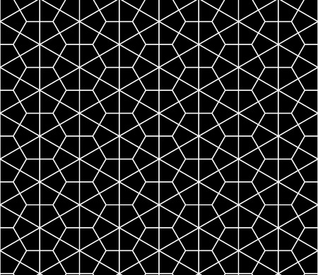 modern seamless sacred geometry pattern hexagon, black and white abstract geometric background, trendy print, monochrome retro texture, hipster fashion designのイラスト素材