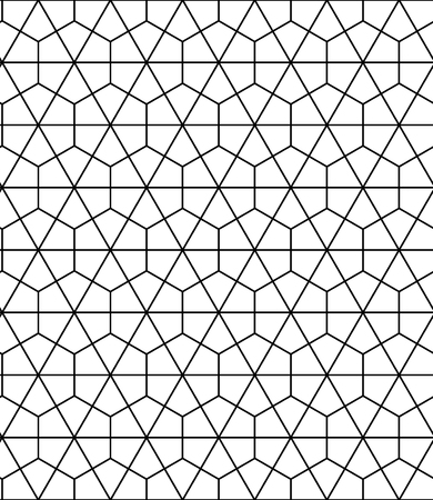modern seamless sacred geometry pattern hexagon, black and white abstract geometric background, trendy print, monochrome retro texture, hipster fashion designのイラスト素材