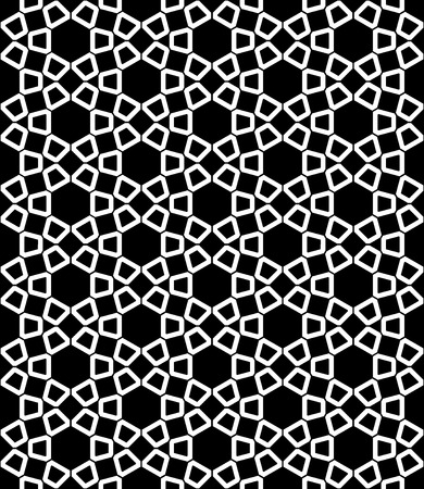 Vector modern seamless sacred geometry pattern hexagon, black and white abstract geometric background, trendy print, monochrome retro texture, hipster fashion designのイラスト素材
