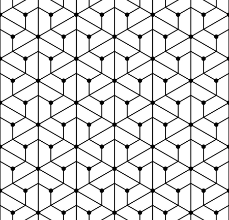 Vector modern seamless  geometry pattern grid, black and white abstract geometric background, trendy print, monochrome retro texture, hipster fashion designのイラスト素材